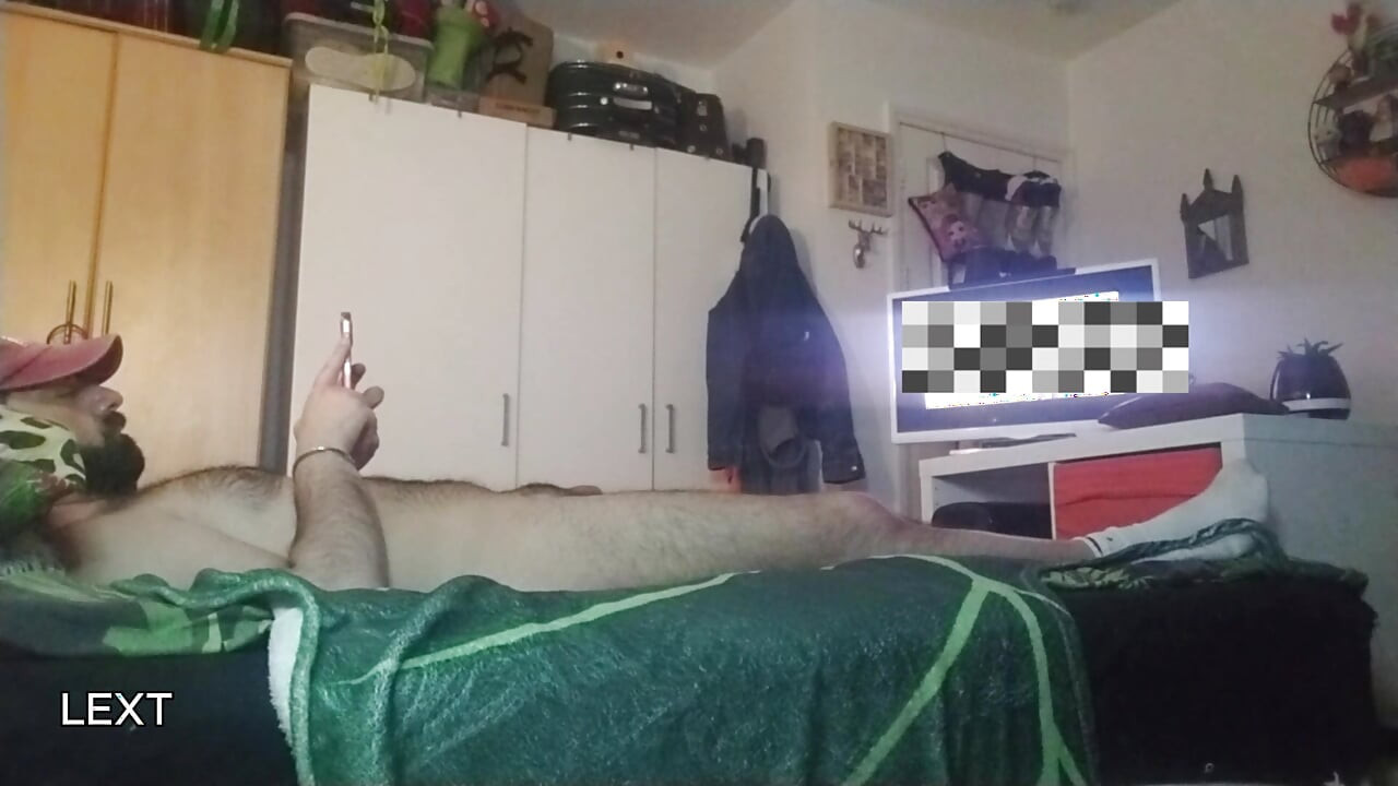 Lextalon jerks off on bed watching porn on TV - Until Hot Cumshot