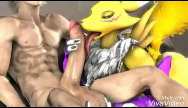 Renamon & human BWC thigh job & deepthroat blowjob