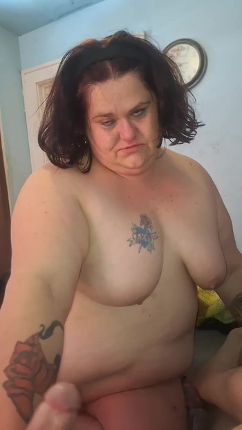 Emotional moment from "Teasing my husband with a bad ass blowjob"