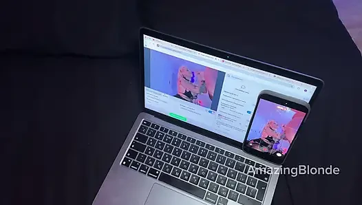 Amazing Blonde bitch fucked in front of viewers during a webcam show