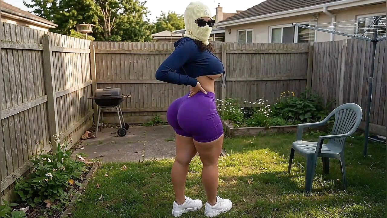 Khoobsoorat bari gand vaali larki pichhvaare men apni bari gand khinch rahi hai