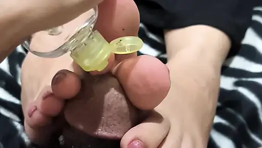 Pinay Toejob Teases Out His MASSIVE Cum