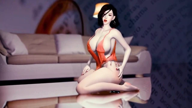 Beauty big boob wife solo with dildo - Hentai 3D Uncensored V337