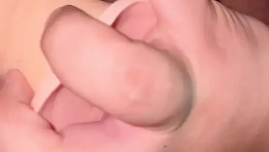 Fuck dildo until peeing