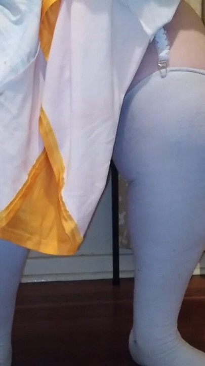 Fat sissy sits on big dildo | Clip 1