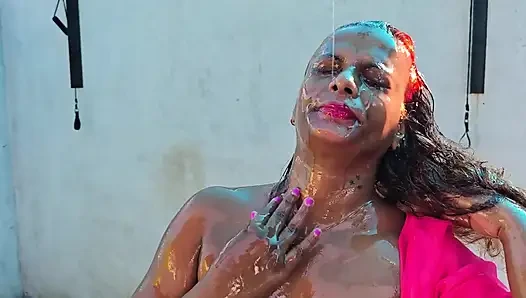 Oil Bath and Hard Fuck Sexy Bath with Couple Nilmini Sheron Dushantha Don