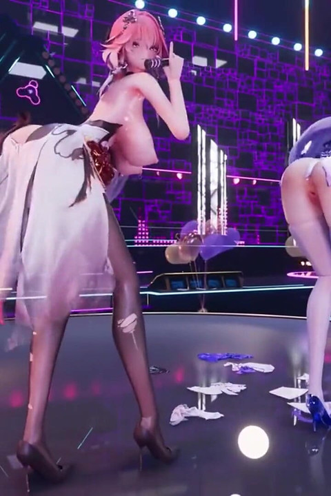 Dance Pop Mashup Roaring Tide Battle Twin Butt Plug Thrusting Explosive Breasts