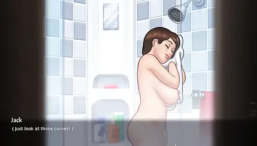 Stepson shower with MILF Stepmom Debbie and had kinky session (Summertime Saga)