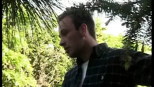 Skinny German whore rides dick in nature