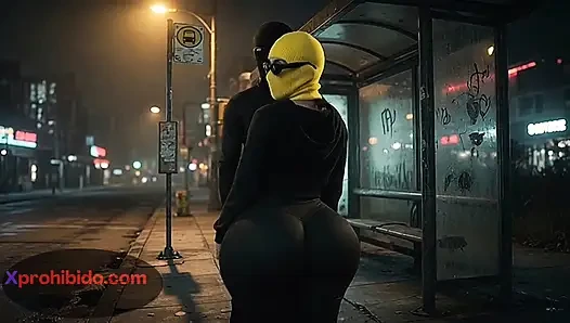 Big Ass Woman Shaking Her Massive Ass at Bus Stop