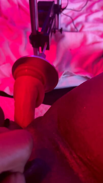 Trans woman alone with sex machine