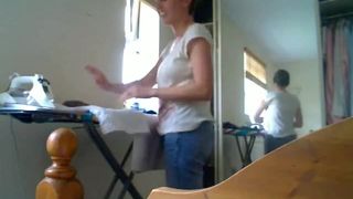 British girl rips a few farts whilst doing the ironing