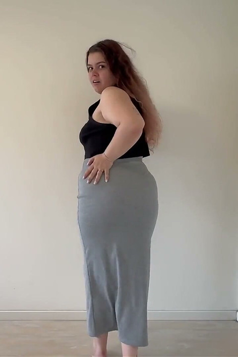 Tight Skirt Gassy Farts in Long Skirt