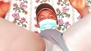 Fingering asshole then fuck it with a big black dildo