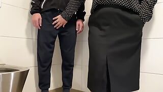 I cum on my mother-in-law's gorgeous thighs in a public toilet