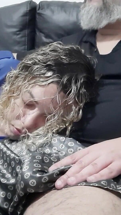 Powerful moment from "Stepmother ends up falling resting on her stepson's lap and he sticks his dick in her mouth until he cums"