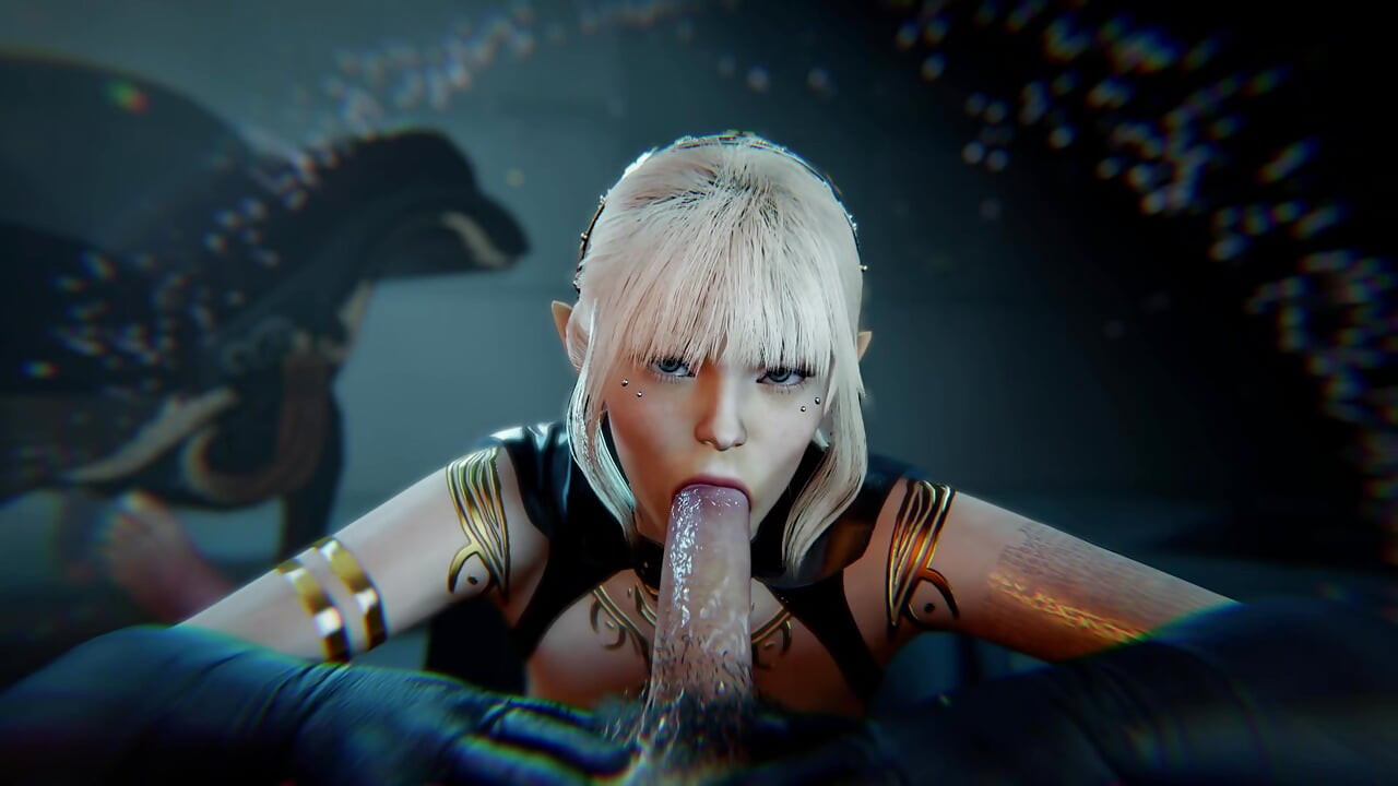A Slutty White Haired Elf giving a Mesmerizing Blow Job