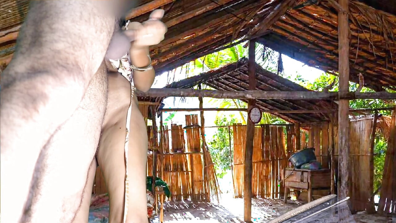 Hot Poor girl in field .government school girl after school changing her cloth. suddenly step brother was come inside