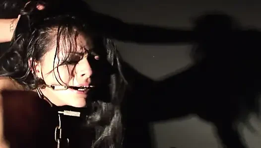 Pretty French babe rocked hard in a BDSM action