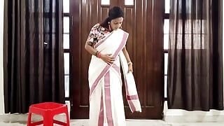 Meia-irmã fodida duro por seu meio-irmão, ela está usando um sari.