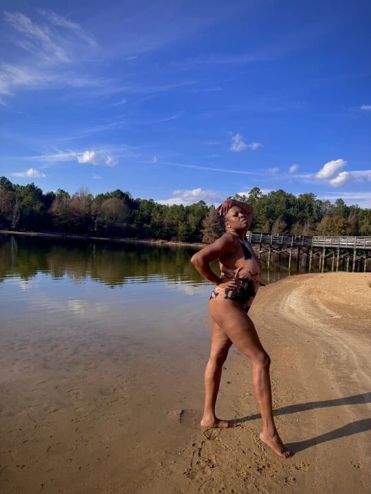 EBONY COUGAR ENJOYING THE SUN IN SWIMSUIT!