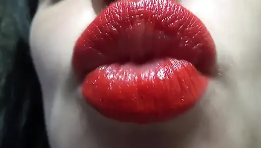 Küss mich, baby! Roter lippenstift und große sexy lippen, fetisch