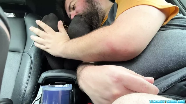 Chubby bear Nemo worships and licks friends feet and toes