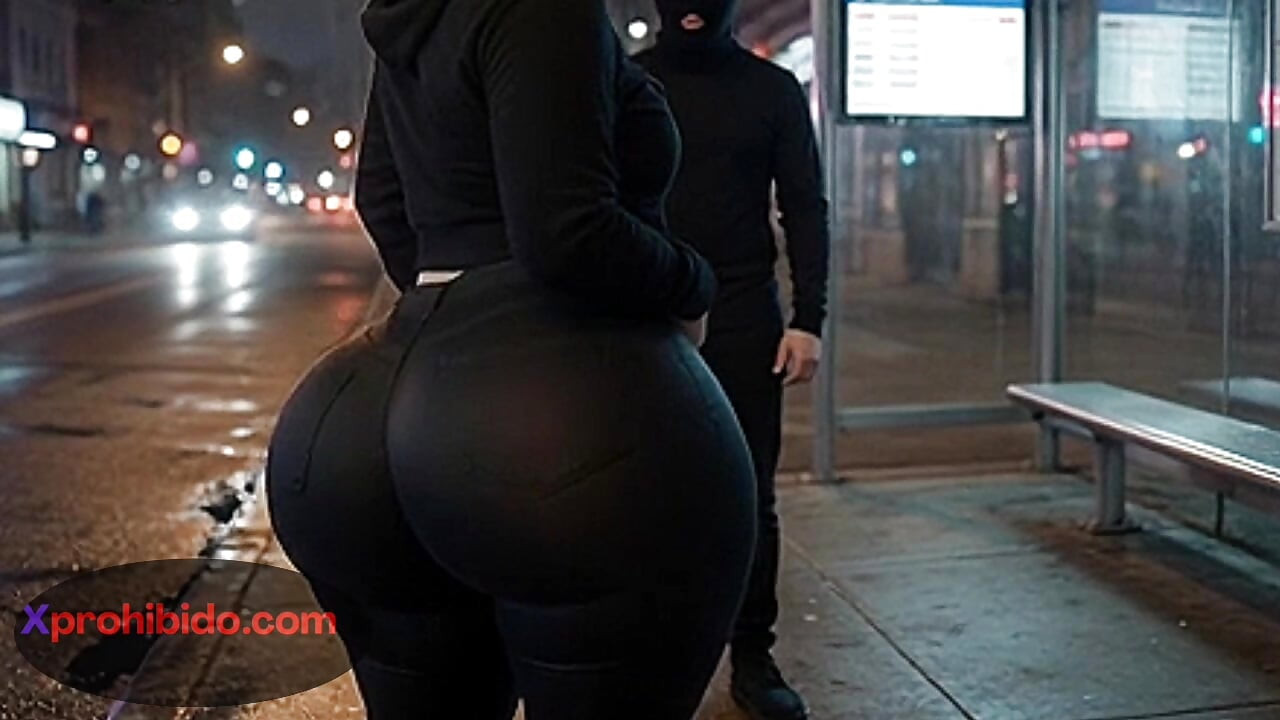 Người phụ nữ mông to lắc mông đồ sộ của mình tại trạm xe buýt