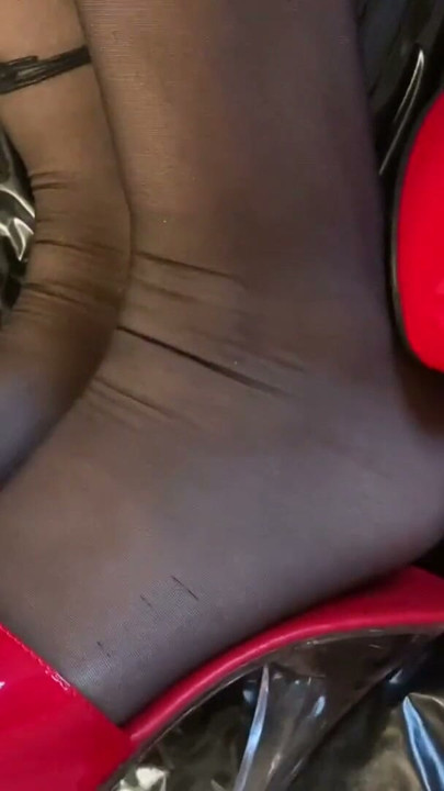 Eight pairs of red high heel mules in one session | Clip 2
