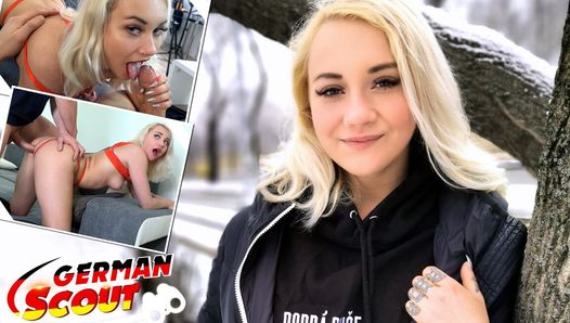 German scout - zierliches teen marilyn sugar holt zum ersten mal casting-fick ab