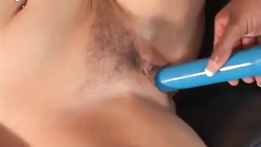 Ebony babe is fucking her brunette friend's pussy while MILF is touching her tits