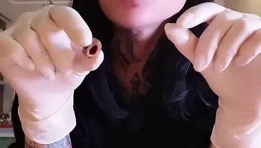 i'm hungry now eating salmon WHITE LATEX GLOVES GODDESSLOLLI