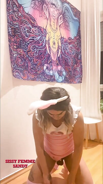 Chastity Sissy: Peeing in Bowl & Swallowing (bunny Outfit)
