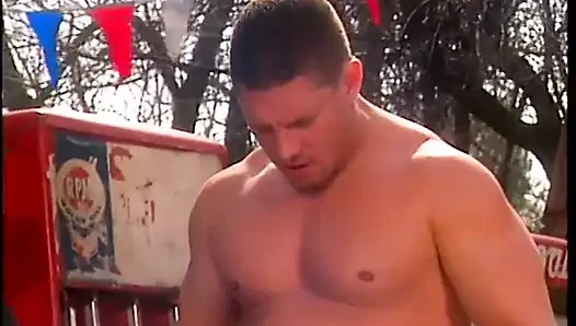 Cowboy dungaree fucks a rich man's sexy wife with great tits at gas station