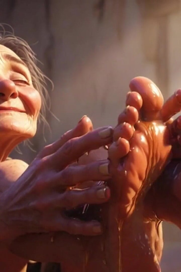 Granny Foot Oil Session - Feeling Intense Pleasure & Craving Tongue