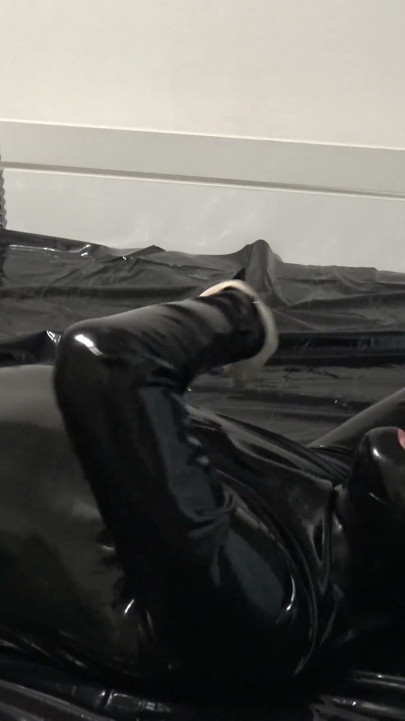 Hot MILF in Red Latex Catsuit Make Him a Hard Blowjob and Big Ejaculation