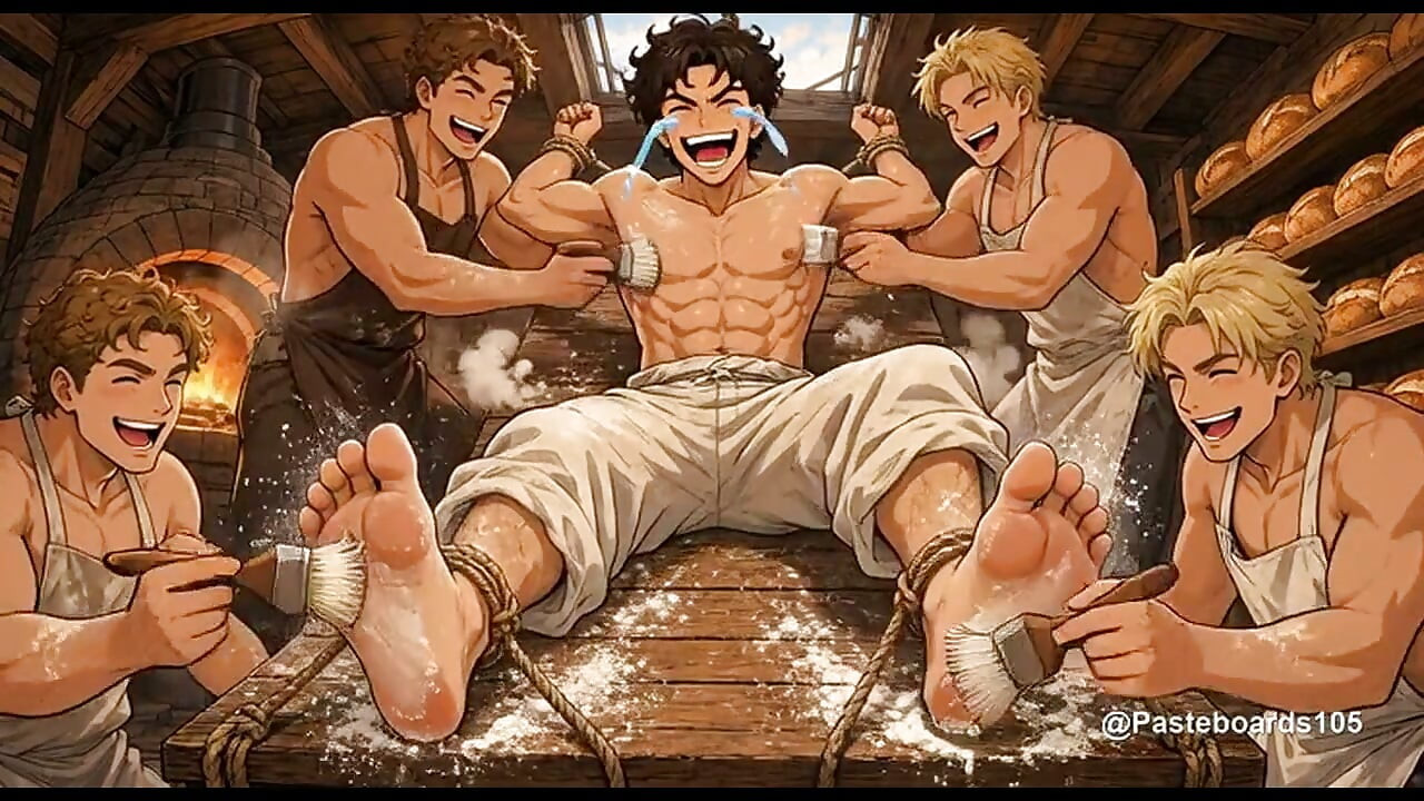 Spread On The Bakery Flour Table - Apprentice Baker Tickled With Pastry Brushes (2D Anime)