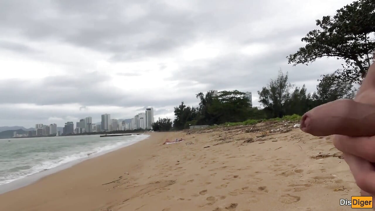 Babe Can I Cum on Your Tits? - Cock Flashing on the Beach