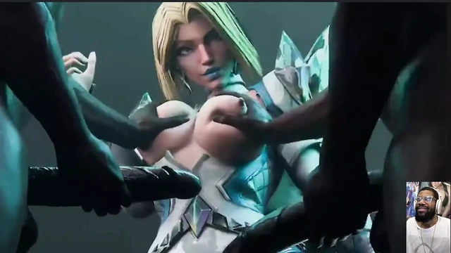Мясистая задница Ada скачет на члене мистера X, Kda Evelynn принимает раком, большая грудь Emma и большой черный член