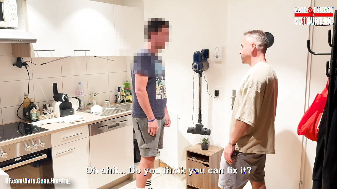 Flashing the Curious Repair Guy and Sucking Him Until He Cums in My Mouth