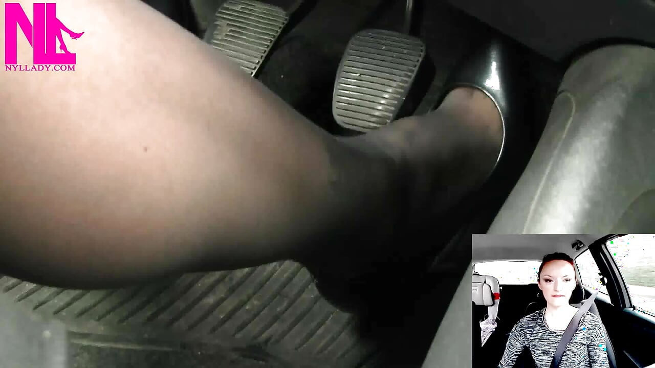 Driving in Grey Pattent Pumps on My Hosed Feet