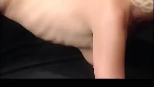 Blonde slut deep throats two cocks then gets double penetrated