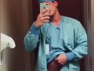 young medical student selfie flash shows