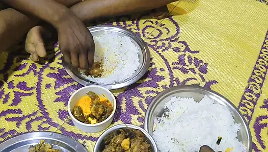 When we were alone at home, I ate with my stepsister