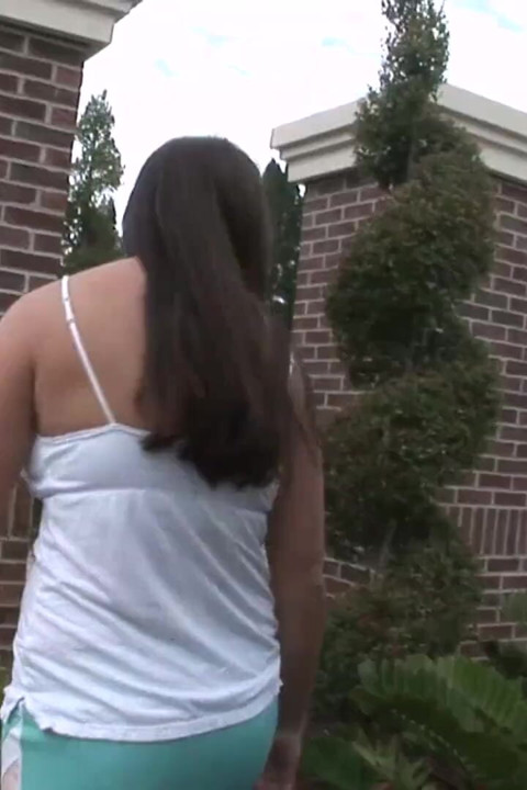 Adorable brunette gets naked in backseat