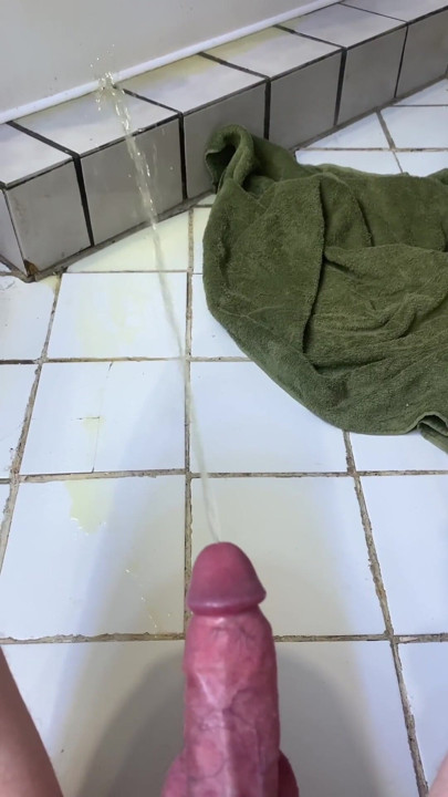 Big Hard Dick Power Pissing While Squatting Then Huge Handsfree Cumshot | Clip 1