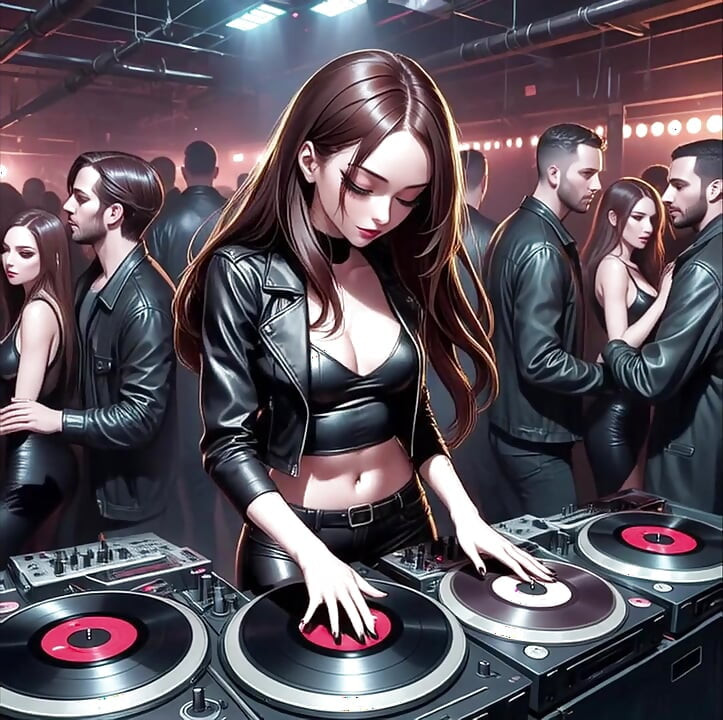 Anime sexig DJ Synthwave retrowave electro AI