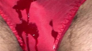 Red Silk Panty Pissing
