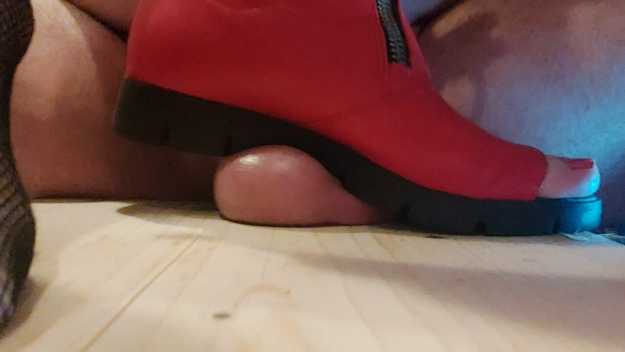 Ball Crushing and Grinding Barefoot and fullweight Ball Crushing and Ballstanding with red boots on