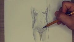 美丽的裸体素描 - 铅笔艺术